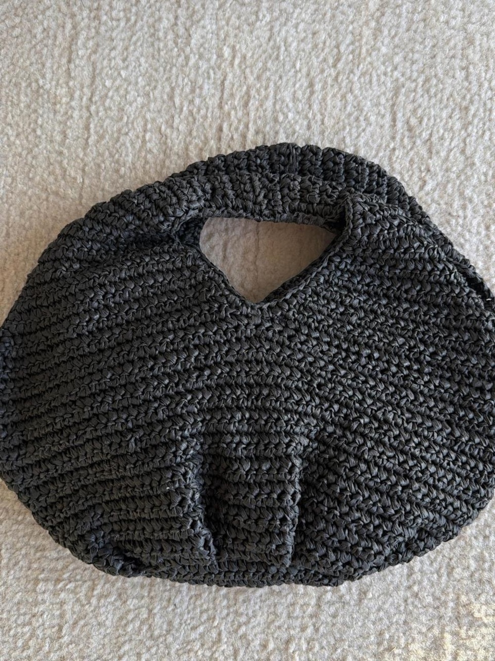 Mango Black Crochet Drawstring Tote